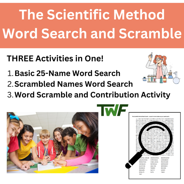 The Scientific Method Word Search and Scramble Activity