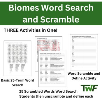 Biomes Word Search and Scramble Activity, image 2