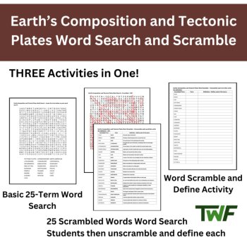 Earth's Composition and Tectonic Plates Word Search and Scramble Activity, image 2