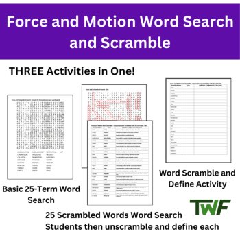 Force and Motion Word Search and Scramble Activity, image 2