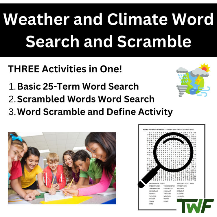 Weather and Climate Word Search and Scramble Activity