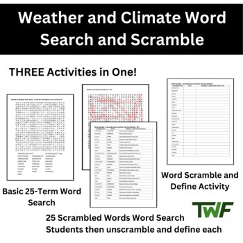 Weather and Climate Word Search and Scramble Activity, image 2