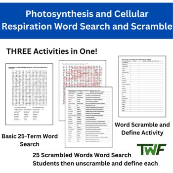 Photosynthesis and Cellular Respiration Word Search and Scramble Activity, image 2