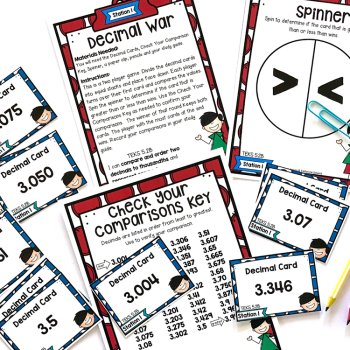 5th Grade STAAR STATION 1: DECIMAL WAR TEKS 5.2B Math Center, image 2