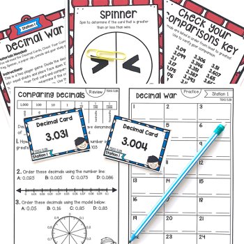5th Grade STAAR STATION 1: DECIMAL WAR TEKS 5.2B Math Center, image 3