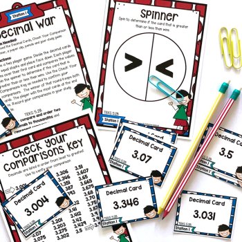5th Grade STAAR STATION 1: DECIMAL WAR TEKS 5.2B Math Center, image 4