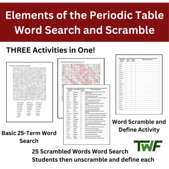The Elements of the Periodic Table Word Search and Scramble Activity, image 2