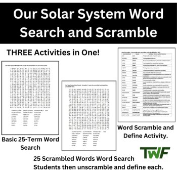 Our Solar System Word Search and Scramble Activity, image 2