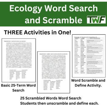 Ecology and Ecosystems Word Search and Scramble Activity, image 2
