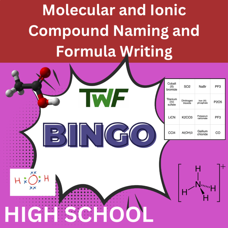 Molecular and Ionic Compound Naming and Formula Writing BINGO - High School