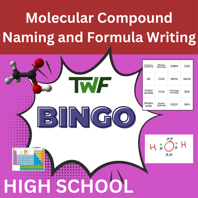 Molecular Compound Naming and Formulas BINGO - High School Science