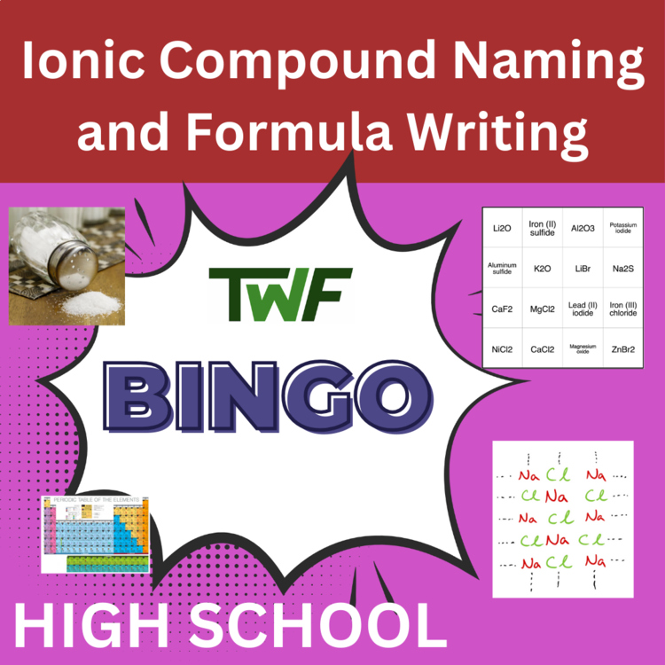 Ionic Compound Naming and Formula Writing BINGO - High School Science