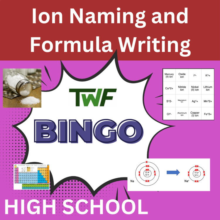 Ion Naming and Formula Writing BINGO - High School Science