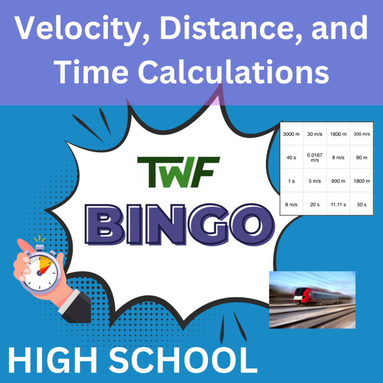 Velocity, Distance, and Time Calculations BINGO - High School Science