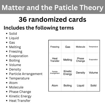 Matter and the Particle Theory BINGO - Science BINGO Activity, image 2
