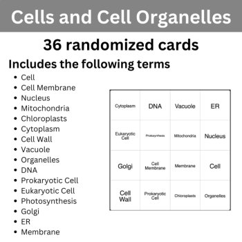 Cells and Cell Organelles BINGO - Science BINGO Activity, image 2