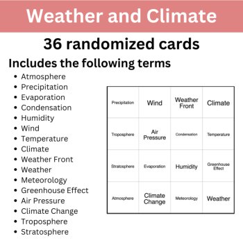Weather and Climate BINGO - Science BINGO Activity, image 2
