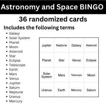 Astronomy and Space BINGO - Science BINGO Activity, image 2