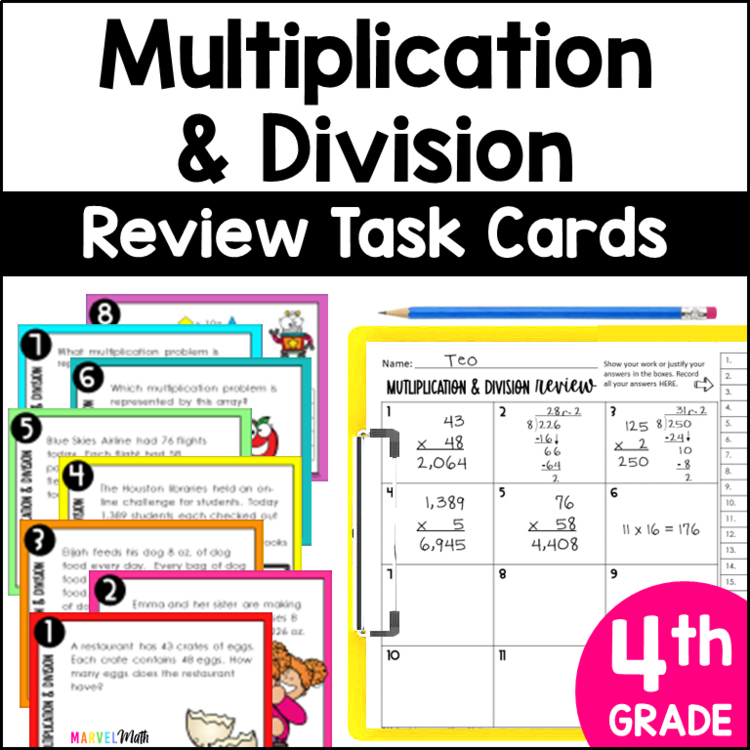 Multiplication & Division STAAR PREP Task Cards: TEKS 4.4BCDEFH