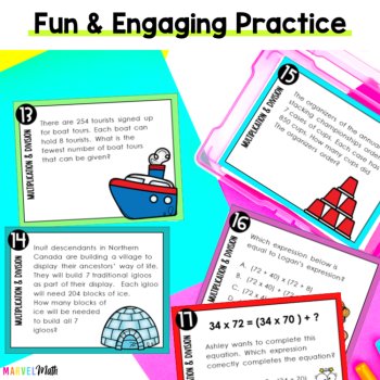 Multiplication & Division STAAR PREP Task Cards: TEKS 4.4BCDEFH, image 2