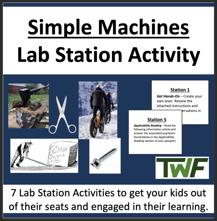Simple Machines Lab Station Activity | 7 Hands-on Activities | Pulley, Lever