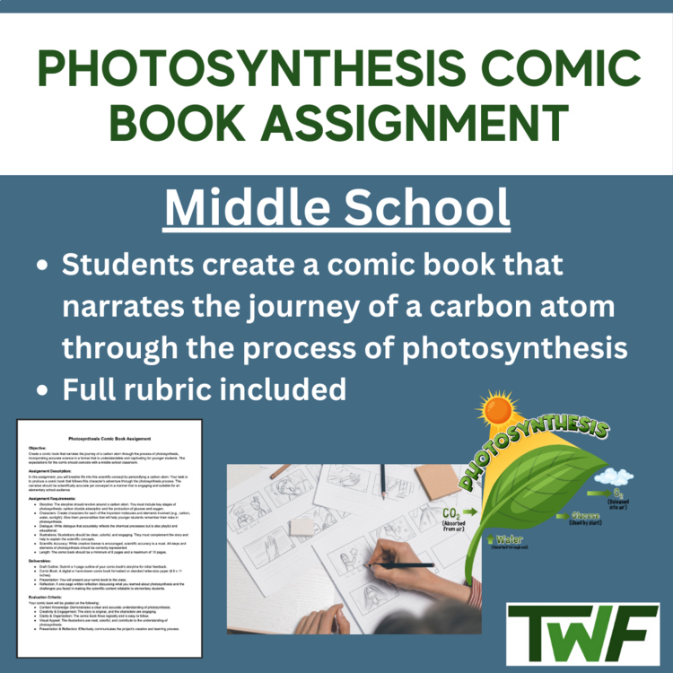 Photosynthesis Comic Book Assignment - Middle School Appropriate