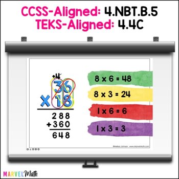 2 digit by 2 digit Multiplication - Partial Product Multiplication, Area Model, image 2