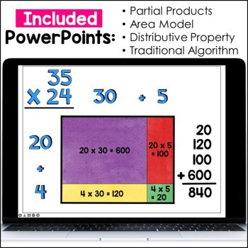 2 digit by 2 digit Multiplication - Partial Product Multiplication, Area Model, image 4