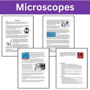 Microscopes Reading Comprehension Passage and Questions - Grade 8 and Up, image 2