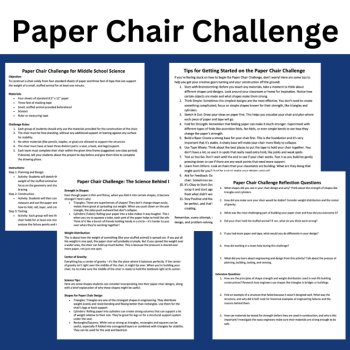Paper Chair STEM Engineering Challenge | 6th, 7th, 8th Grade MIDDLE SCHOOL, image 4