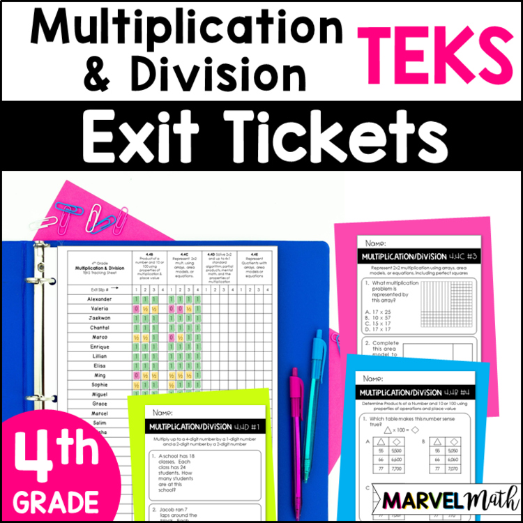 4th Grade Multiplication & Division TEKS Exit Slips - Exit Tickets