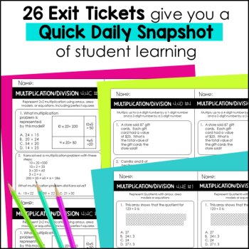 4th Grade Multiplication & Division TEKS Exit Slips - Exit Tickets, image 2