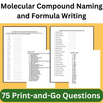 Molecular Compound Naming and Formula Writing - 4 Worksheets, image 2