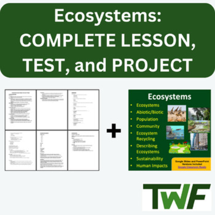 Ecosystems - COMPLETE LESSON, TEST, and PROJECT Bundle