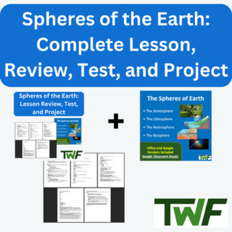 Spheres of the Earth - COMPLETE LESSON, TEST, and PROJECT Bundle