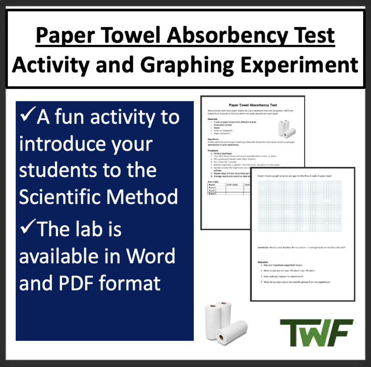 Paper Towel Absorbency Test - A Scientific Method Activity and Complete Lesson