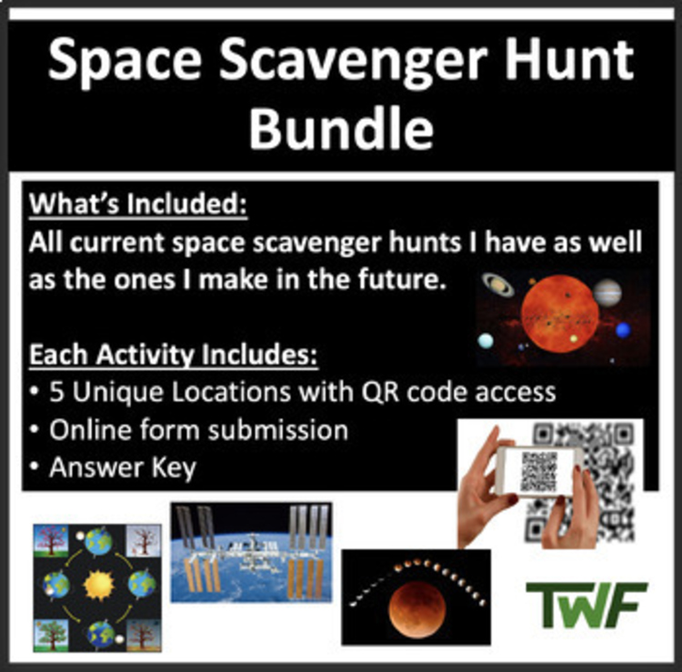 Space Digital Scavenger Hunt Bundle | Earth, Sun, Moon, Eclipse, Stars, the ISS