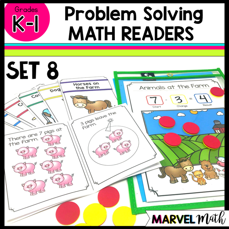 Kinder - 1st Grade Problem Solving Math Readers   Set 8: Separate All Unknowns
