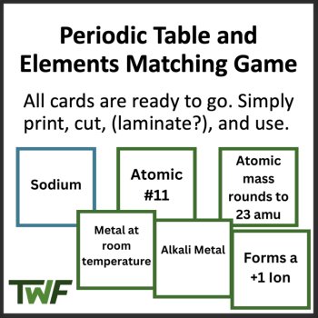 Periodic Table and Elements Card Matching Game - Middle & High School, image 3