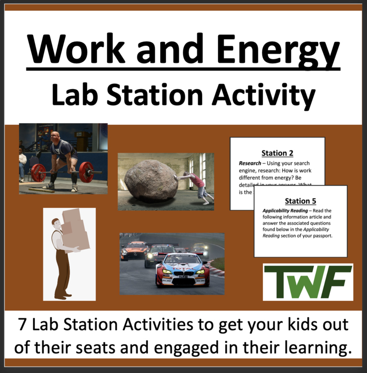 Work and Energy Lab Station Activity | 7 Hands-on Activities | Power, Joules