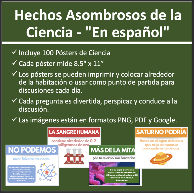 Conjunto de 100 Hechos Asombrosos de la Ciencia - Pósters para el Aula