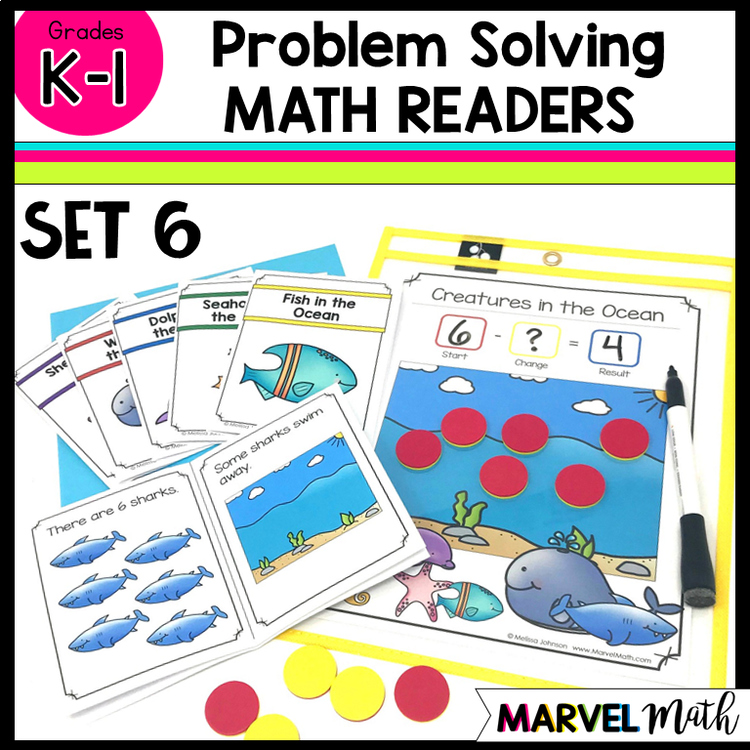 Kinder - 1st Grade Problem Solving Math Readers   Set 6: Separate Change Unknown