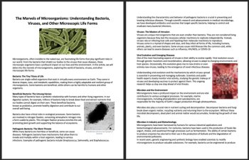 The Marvels of Microorganisms - Reading Comprehension Article - Grade 9 and Up, image 3