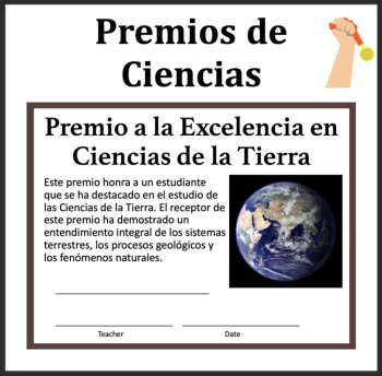 End of Year Middle School Science Awards - SPANISH VERSION - 39 Year End Awards, image 2