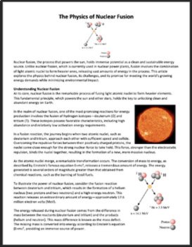 The Physics of Nuclear Fusion - Reading Comprehension Article - Grade 11 or 12, image 2