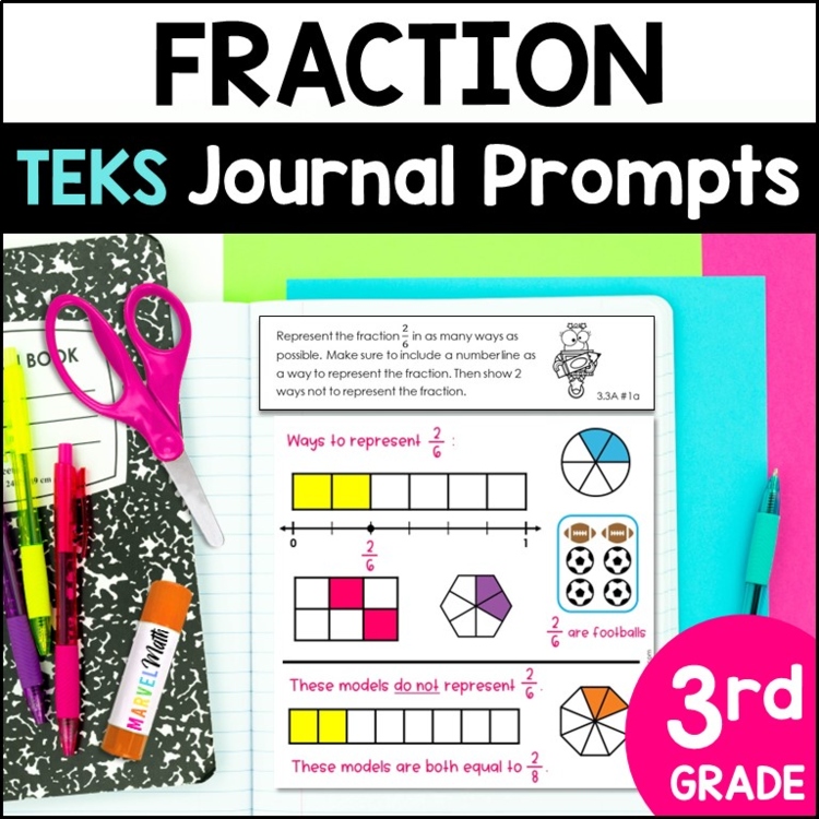 3rd Grade Fractions Journal Prompts - Equivalent Fractions, Comparing Fractions