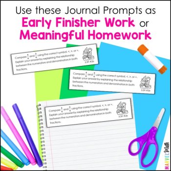 3rd Grade Fractions Journal Prompts - Equivalent Fractions, Comparing Fractions, image 3