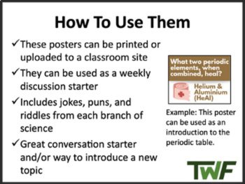 100 Science Jokes, Puns, and Riddles Bundle - Classroom Posters, image 2