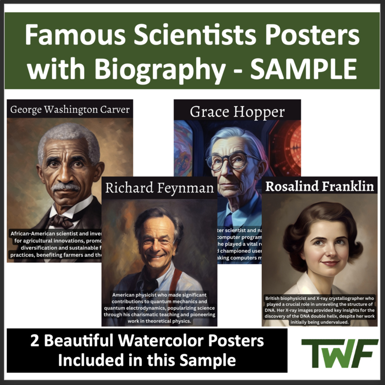 Famous Scientist Posters With Short Biography - 2 SAMPLE Posters
