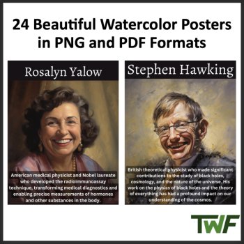 Famous Scientist Posters With Short Biography - 24 Beautiful Watercolor Posters, image 3